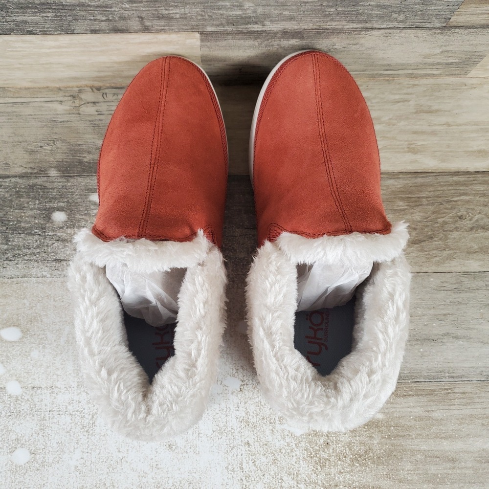 Ryka Adventure Womens Shoes Sz 9.5 W Adobe Red Water-Repellent Leather Fur Trim - Picture 4 of 10